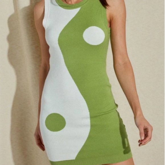 Blue Blush Green and White Mini Dress - Picture 1 of 2